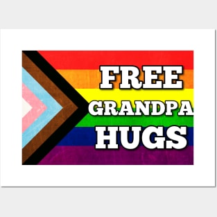 Grandpa Hugs Pride Flag Posters and Art